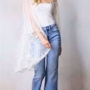 LC Lauren Conrad Lavender Sheer Lace Kimono